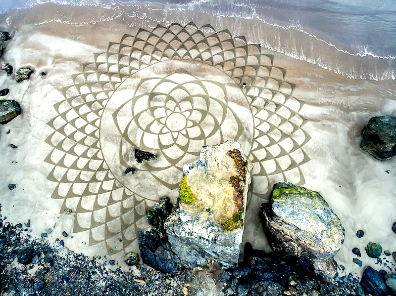 Earthscape artwork by Andres Amador, Mandala, 2015, Stinson Beach